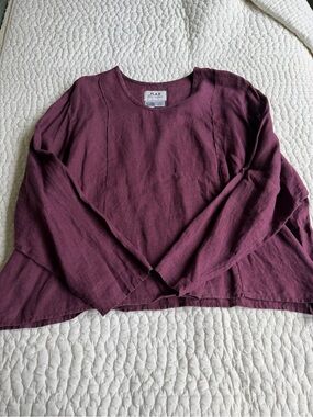Flax Plum Linen Crew Neck Top